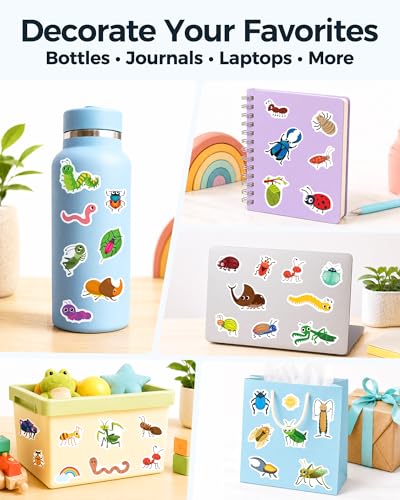 Aowplc Cute Bug Stickers – 32 Sheets, 1000+ Insect Stickers