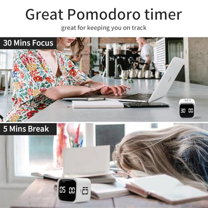 LUCKY TIME Rotating Productivity Timer 5/10/30/60min, Flip Timer, ADHD Tool - color: Black