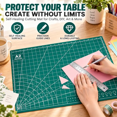 23" x 17" Self Healing PVC Cutting Mat, A2-Pink or Green - color: A2-Pink-Green