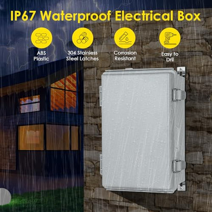 IP67 ABS Outdoor Electrical Junction Box Waterproof with Aluminum DIN Rail - color: Grey, size: 11.4''×7.5''×5.5''
