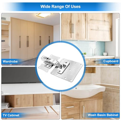 6Pcs Cabinet Hinge Repair Plate, Stainless Steel Hinges Fixing Plates Kit