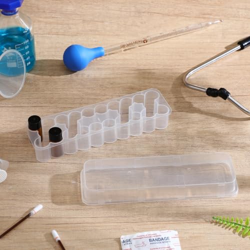 24-Slot Vial Holder for Fridge, Stackable 3mL Plastic Storage Case for Peptide & Insulin, Semi-Transparent Organizer Box Container with Lid for Essential Oils, Microtubes and Vials - size: 17.40X4.70X4.10CM
