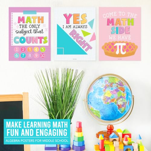 6 Math Posters - Motivational Math Posters for Elementary & Middle School - color: Colorful Pastel