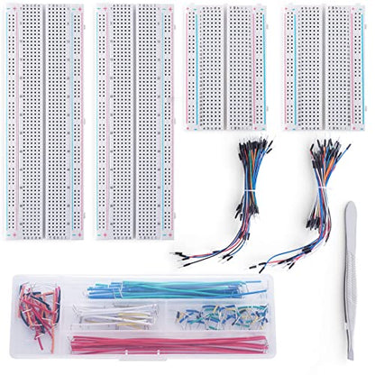 Breadboard Jumper Wire Kit:2X830&400 Breadboards,130 Flexible+280 Jumpers,1 Tweezer for Arduino Raspberry Pi - size: 2PACK
