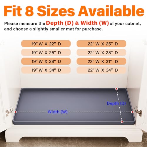 FLATO Waterproof Under Sink Mat, 31" x 22", Dark Gray - color: Dark Gray, size: 22"W x 31"L