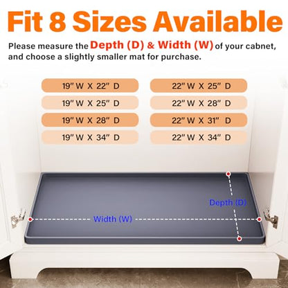 FLATO Waterproof Under Sink Mat, 22" x 19", Dark Gray - color: Dark Gray, size: 19"W x 22"L