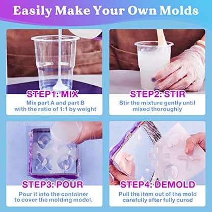 LET'S RESIN 8oz Silicone Mold Making Kit, Fast Cure Liquid Silicone Rubber - size: 8oz