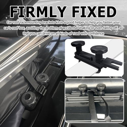 4PCS Car U-Bolt Roof Rack Mounting Brackets Kit,Sturdy Car Roof Rack Clamps Set for Securely Fastening Roofs Boxes Include Nuts/Straps/Gaskets,Practical Cars Roofs Racks Brackets Kit