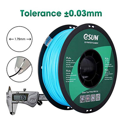 eSUN PLA PRO (PLA+) 3D Printer Filament, Dimensional Accuracy +/- 0.03mm, 1kg, Plastic Spool, 1.75mm, Light Blue - color: Light Blue