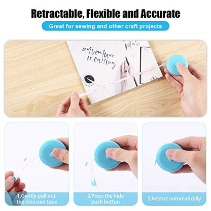 Measuring Tape Retractable, 60 Inch Soft Fabric Tape Measure for Body, Push Button Sewing Measurement Tape for Cloth Waist(3 Pack/Green Purple Sky Blue) - color: Green Purple Sky Blue