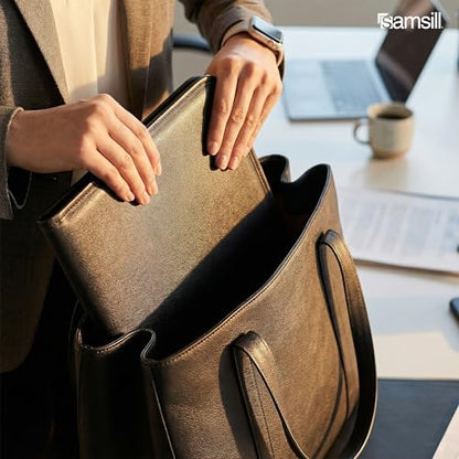 Samsill Professional Padfolio - Faux Leather Portfolio Folder for Men and Women, Leather Padfolio with 8.5 x 11 Writing Pad, Resume Portfolio Folder, Functional Business Portfolio for Meetings and Interviews, Black - size: Letter - 8.5 x 11 inches, style: