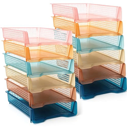 Geetery Turn in Trays Classroom, Clear Boho Color, Set of 12 - color: Clear Boho Color
