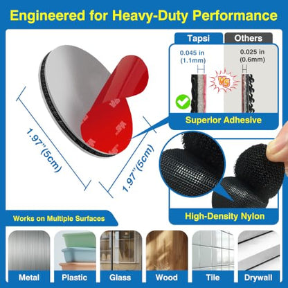 2" Heavy Duty Hook and Loop Circles with Adhesive, 8 Sets - size: 2" x 2"