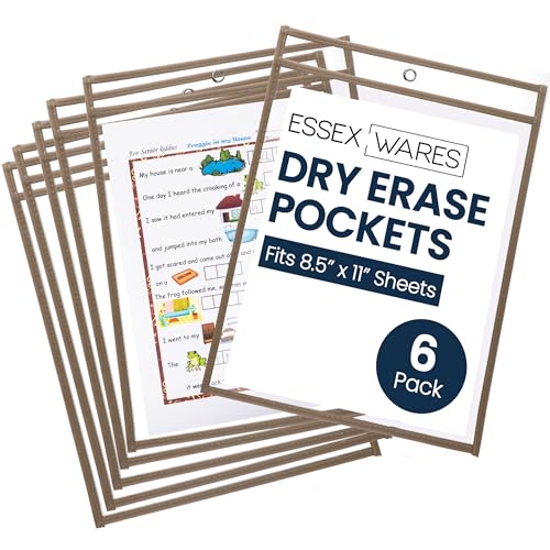 Essex Wares - 6 Pack, Tan Dry Erase Pockets, 10" Wide x 13.5" Tall - color: Tan
