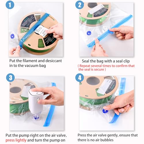 OVV3D Filament Storage Bags 30pcs, Plus Size 32X34cm 3D Printer Filament Storage Bags Vacuum Sealed Kit with 30 Desiccants, Auto Pump,Perfect for 3D Filament Storage or Using After Filament Dryer Box