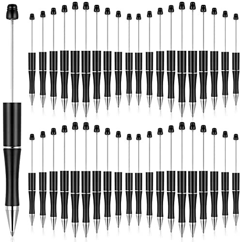 Crtiin 50 Pack Beadable Pens, Ballpoint Pens, School Supplies, Black - color: Black