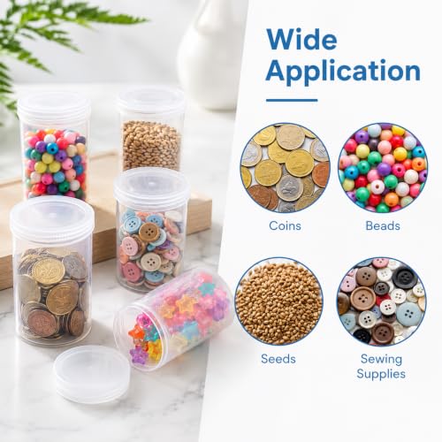 Chsoejuf 12PCS Film Canisters with Caps 35mm Clear Plastic Storage 2x1.3in