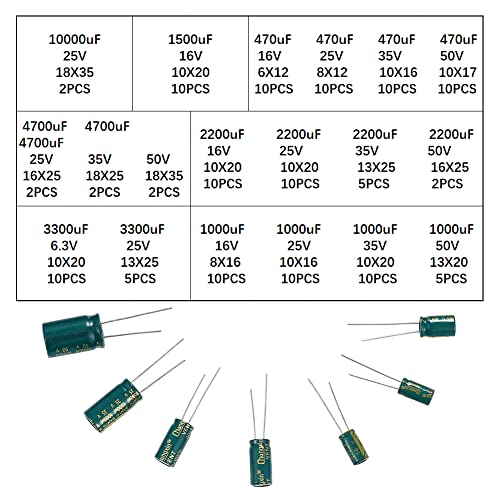 19 Values 135PCS Aluminum Electrolytic Capacitor Assortment Kit