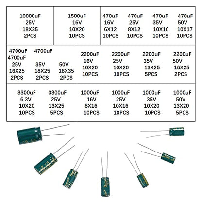 19 Values 135PCS Aluminum Electrolytic Capacitor Assortment Kit