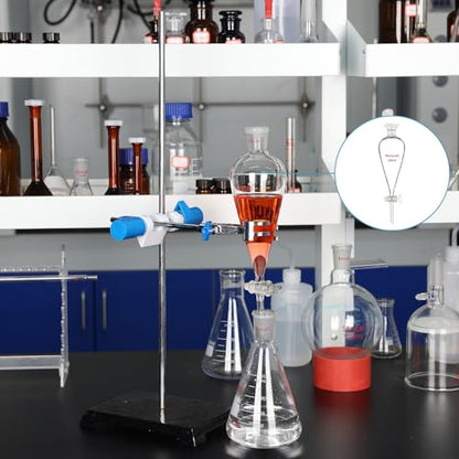 stonylab Separatory Funnel with Glass Stopcock Valve, Borosilicate Glass 24/29 Joint Funnel for Laboratory Accurate Liquid Separation, 2000 ml