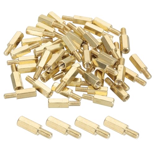 PATIKIL 50 Pcs Male to Female Thread Spacer Screws M3 x 10mm + 6mm Brass Hex Standoff PCB Motherboard Spacer Screw Nut for Drone Quadcopter Computer Electronic Projects Circuit Board - size: M3 x 10mm + 6mm
