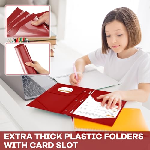 Henoyso 36 Pcs Plastic Folder with Clear Front Pocket, Burgundy - color: Burgundy