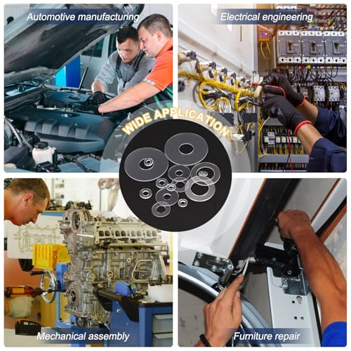 uxcell 120 Pcs M10 PVC Flat Washers 10mm ID 20mm OD 0.5mm Thick Plain Washer Grommets Plastic Sheet Gasket Fastener Sealing Spacer Gasket Ring Water Hose Washers, Clear - size: M10x20mmx0.5mm