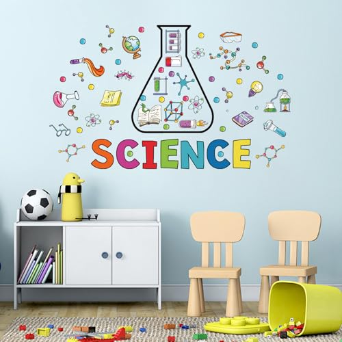 LHIUEM Large Science Wall Decals Colorful Chemistry Laboratory Wall Sticker - color: Science Room Sticker