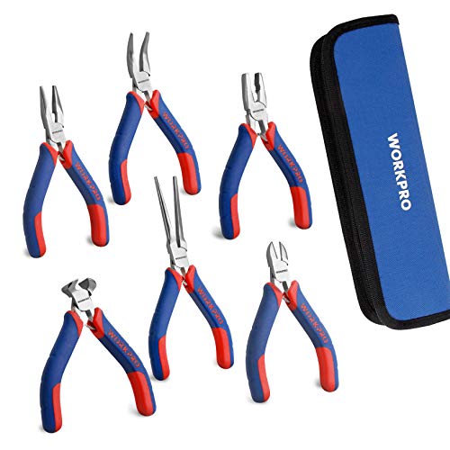 WORKPRO 6-piece Mini Pliers Set with Pouch - color: Blue