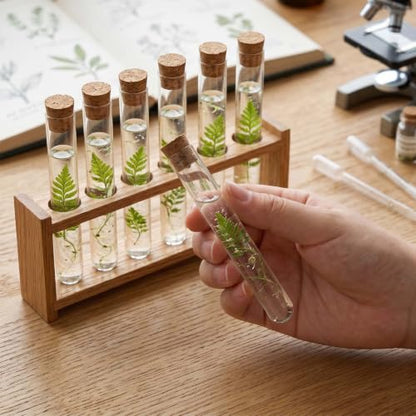 Hecla 25 Pcs Clear Plastic Test Tubes with Cork Stoppers 10ml Clear Vials