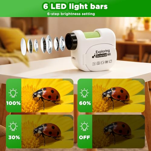 1600X Microscope for Kids 6+,Digital Microscope with 2Inch IPS Screen,Portable Kids Microscope for Outdoor STEM Science Experiments, for Girls Boys Child