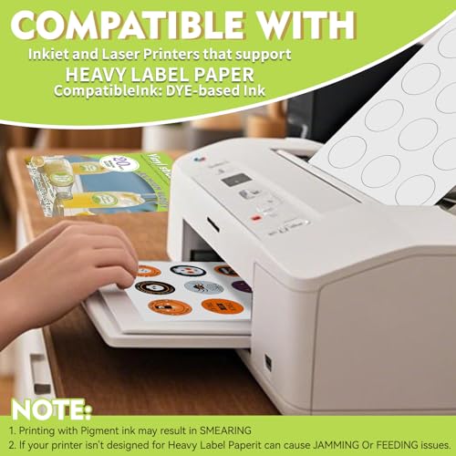BihaoBaozhuang-Waterproof paper-240 White Round Waterproof Labels, with a Diameter of 2" 5.08cm. These Round Labels are Suitable for Printing with Both Inkjet and Laser Printers