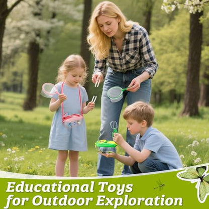 Biggun 2 Set Bug Catcher for Kids Ages 3-10 Explorer Toys Birthday Gift - color: Pink+green