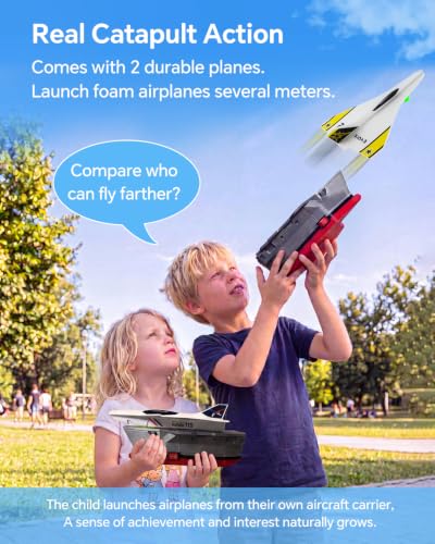Airplanes Launcher STEM Toy for Kids Ages 6-14 Years, Complete STEM Kit, Build Carrier & Launch Foam Airplane Toy, Learn Circuits & Aerodynamics, Science Kits for Age 8-12