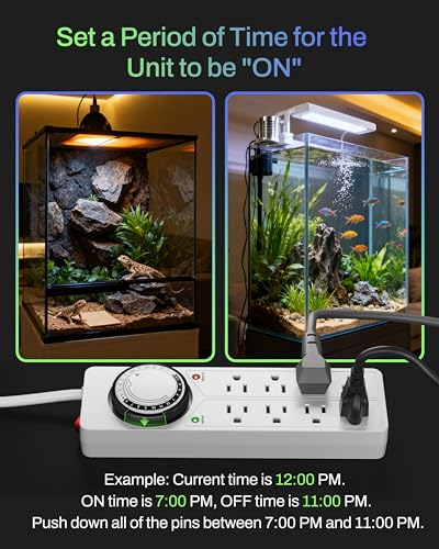 BN-LINK 8 Outlet Surge Protector with Mechanical Timer, 4FT Cord, 1875W/10A