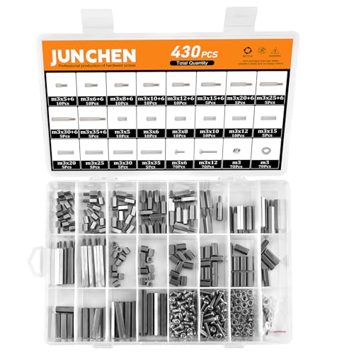 M3 Hex Spacers Standoffs Bolts Nuts Washers Assortment Kit,430pcs Male Female 304 Stainless Steel Metric Thread Motherboard Mount Standoff Bolt Nut Washer Prototyping Accessories for Circuit Board - size: M3