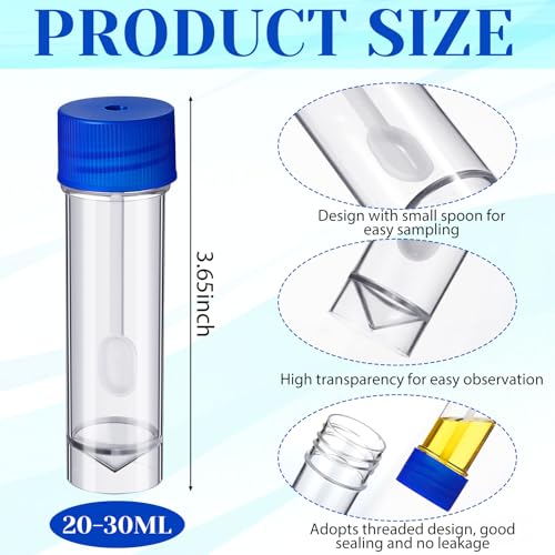 Ceenna 20 Pcs 25-30ml Stool Specimen Cup Stool Container with Spoon Lid