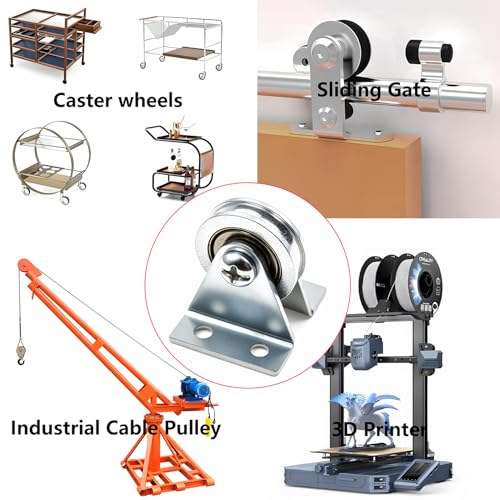 1/8" Cord Small Wire Rope Pulley Block Bearing, 23mm/1inch Wheel Bearings Wire Rope Guide Wheel for Lifting with Bracket, Load 260Lbs (L Bracket) - size: L Bracket