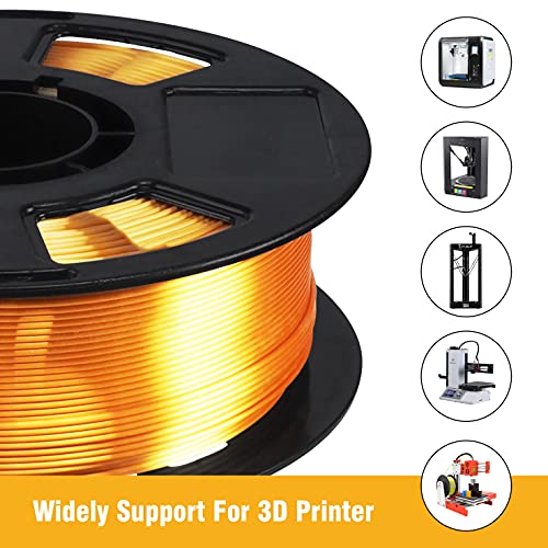 Silk Gold PLA Filament, 1kg 2.2lbs 1.75mm 3D Printing Material, Widely Support for FDM 3D Printer, Pack with Extra Filament Sample by BBLIFE - color: Gold