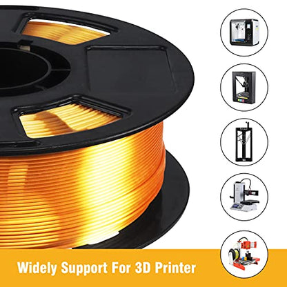 Silk Gold PLA Filament, 1kg 2.2lbs 1.75mm 3D Printing Material, Widely Support for FDM 3D Printer, Pack with Extra Filament Sample by BBLIFE - color: Gold