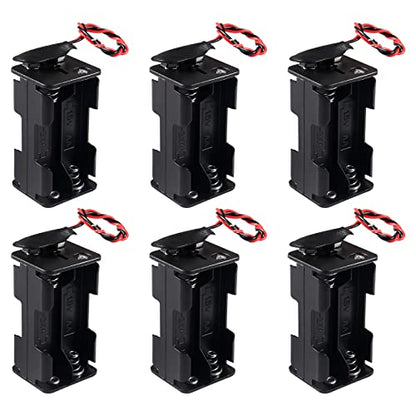 6pcs 4X1.5V AA Battery Holder with 6 pcs 9V I Type Battery Snap Connector Thicken Plastic Housing 2 Layers 6 Volt Battery Case - style: 4X 1.5V AA Battery Holder