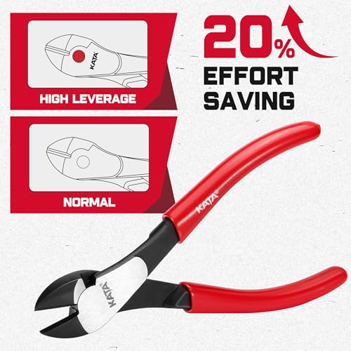 KATA 7 Inch High Leverage Diagonal Cutting Pliers, Heavy Duty Wire Cutters - color: 7" Diagonal Plier Red