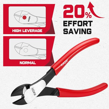 KATA 7 Inch High Leverage Diagonal Cutting Pliers, Heavy Duty Wire Cutters - color: 7" Diagonal Plier Red