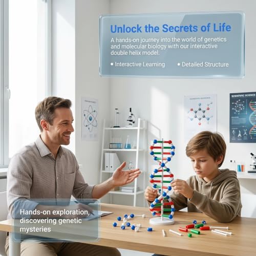 VOSAREA DNA Model Kit for Classroom Double Helix Molecular Model Kit for Teaching Genetics Structure Science Classroom Decor 1 Set