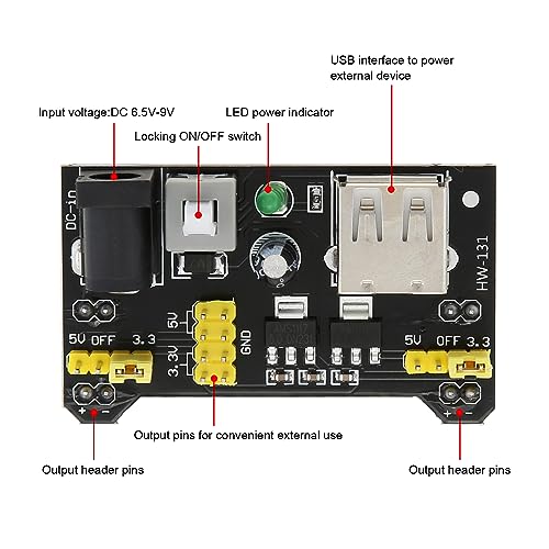 5Pcs MB102 Breadboard 3.3V 5V Power Supply Module DC 6.5-12V USB Fit for Arduino
