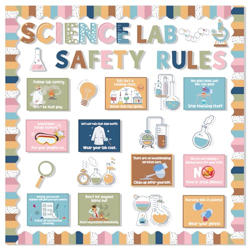 Science Bulletin Board Decorations - Science Lab Classroom Decor Sets Back to School Paper Cutouts Bulletin Board Decor School Office Wall Decor Supplies - color: Science Lab