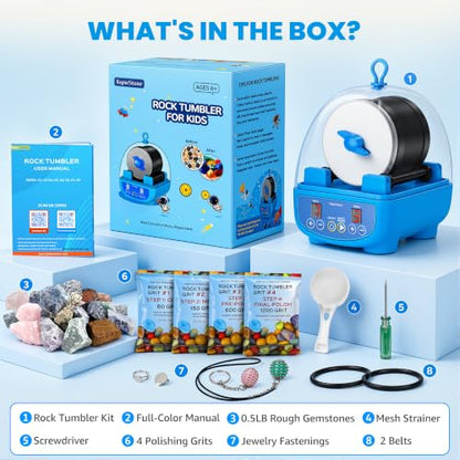 KomeStone K5 Rock Tumbler for Kids & Adults, Quiet Rock Polisher, Ages 6+