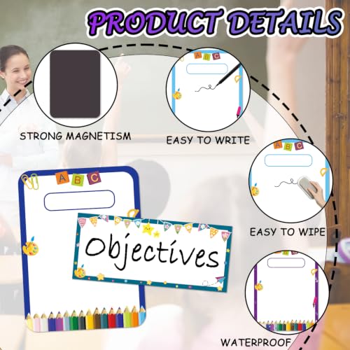 Classroom Learning Objectives Board, 9pcs Magnetic Schedule Display - style: Portrait Whiteboard