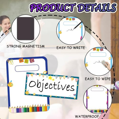 Classroom Learning Objectives Board, 9pcs Magnetic Schedule Display - style: Portrait Whiteboard