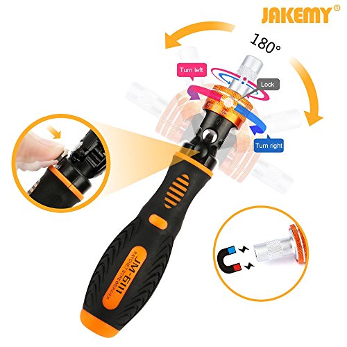 Precision Ratchet Screwdriver Set, JAKEMY 69 in 1 Household Screwdriver Home Repair Tool Kit, Disassemble Magnetic Rotating Ratchet Screwdriver Kit for Furniture/Car/Computer/Electronics Maintenance - color: Jm6111 - 69 in 1 Household